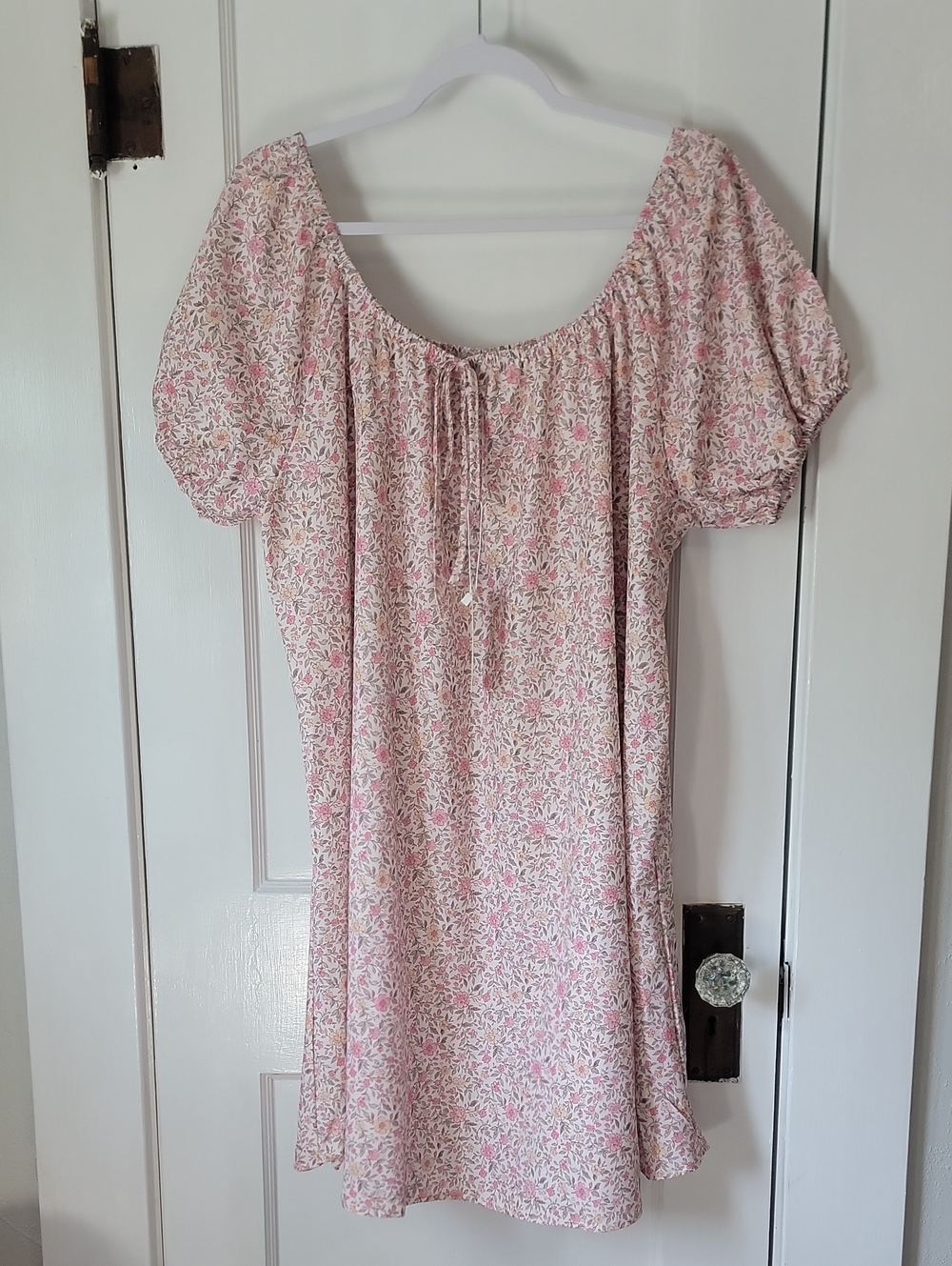Women's Pink Floral Peasant Dress